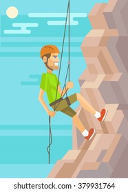 Climber. Vector flat illustration