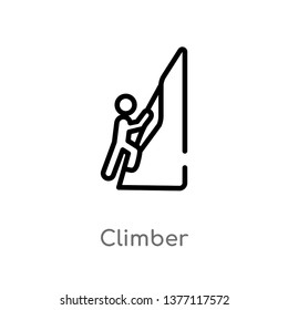 climber vector line icon. Simple element illustration. climber outline icon from sports and competition concept. Can be used for web and mobile