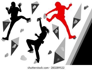 Climber woman winner vector background concept