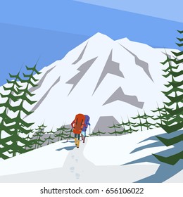 climbers climb the mountain vector background