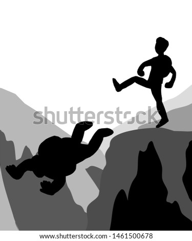 Climbers kicking weak friends down the cliff.