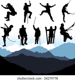 climbers and mountain set