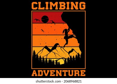 Climbing adventure design vintage retro