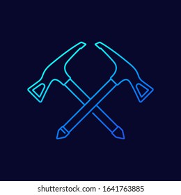 climbing axes icon, line vector