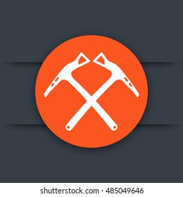 climbing axes icon, mountaineering equipment, vector illustration