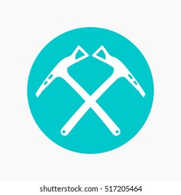 climbing axes icon, round pictogram