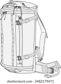 Climbing Backpack CAD Technical Illustration Vector Template