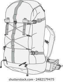 Climbing Backpack CAD Technical Illustration Vector Template