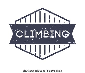 climbing badge, vector logo, sport label, grunge stamp, vintage style