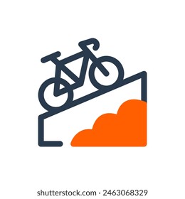 Climbing in Bike Race Challenge Vector Icon Illustration