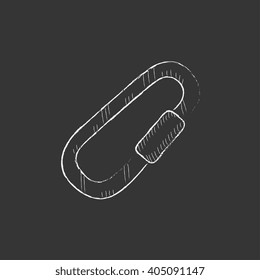 Climbing carabiner. Drawn in chalk icon.