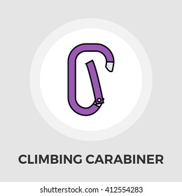 Climbing carabiner icon vector. Flat icon isolated on the white background. Editable EPS file. Vector illustration.