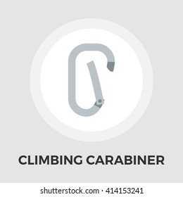 Climbing carabiner icon vector. Flat icon isolated on the white background. Editable EPS file. Vector illustration.