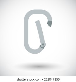 Climbing carabiner. Single flat icon on white background. Vector illustration.