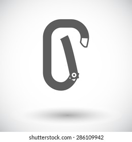 Climbing carabiner. Single flat icon on white background. Vector illustration.