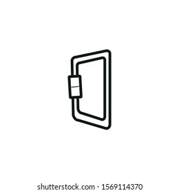 climbing carabiner vector icon formed with simple shapes