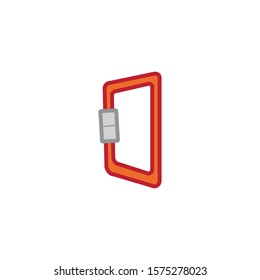 climbing carabiner vector icon formed with simple shapes