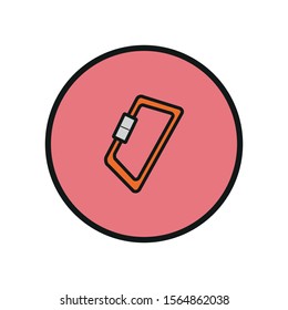 climbing carabiner vector icon, simple form