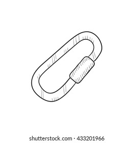Climbing carabiner vector sketch icon isolated on background. Hand drawn Climbing carabiner icon. Climbing carabiner sketch icon for infographic, website or app.