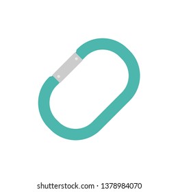 Climbing carbine icon for web design. Сarabiner for mountaineering. Vector illustration.