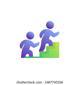 Climbing career ladder flat icon, People move up ladder vector sign, Teamwork group colorful pictogram isolated on white. Symbol, logo illustration. Flat style design