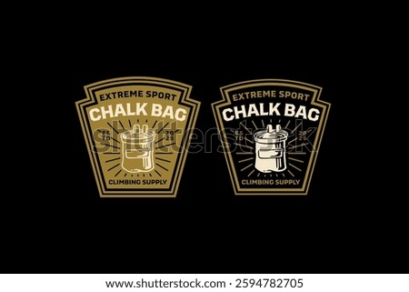 climbing chalk bag pouch equipment retro badge logo vector design collection set for adventure, climbing, explorer, mountaineer, climber