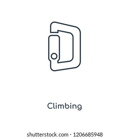 Climbing concept line icon. Linear Climbing concept outline symbol design. This simple element illustration can be used for web and mobile UI/UX.