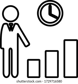 Climbing corporate ladder with clock sign. Using time efficiently for achieving success.