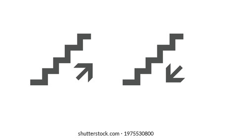 Climbing and down stairs icon. Vector Isolated Black and White Illustration of Stairs Signs