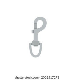 Climbing equipment carabiner with loop, flat vector illustration isolated on white background. Carabiner lock for climbing sport equipment or emblem design.