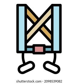 Climbing equipment icon. Outline climbing equipment vector icon color flat isolated