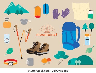 Climbing equipment and mountain image set