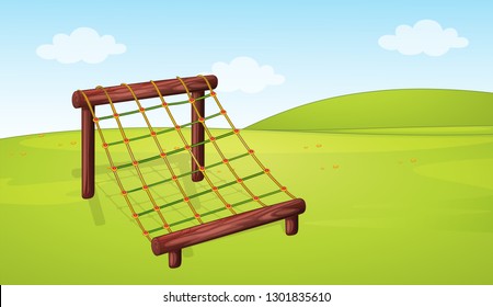 Climbing equipment in playground illustration