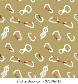 Climbing equipment vector pattern.