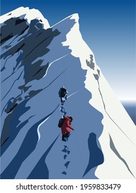 Climbing Everest Team Work And Motivation To Get Achievment