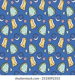 Climbing extreme sport seamless pattern. Rock clambering park endless background. Indoor bouldering repeat cover. Cliff wall continuous ornament. Vector hand drawn flat illustration.