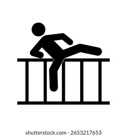 Climbing fence icon, Climb over barrier icon. Flat vector illustration design.