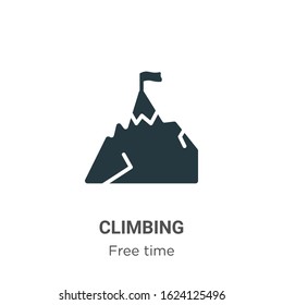 Climbing glyph icon vector on white background. Flat vector climbing icon symbol sign from modern free time collection for mobile concept and web apps design.