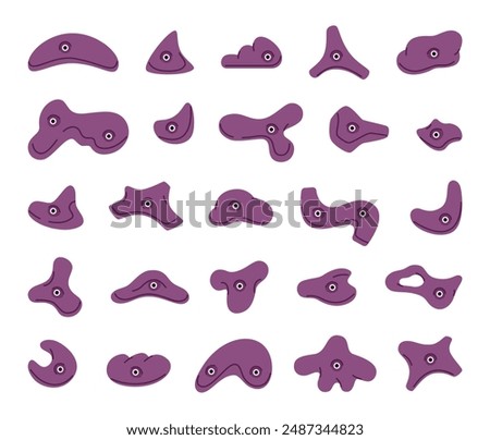 Climbing Grips, Holds Set. Alpinism hooks.Modern flat cartoon illustration isolated on white background