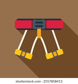 Climbing harness icon in flat style with long shadow on brown background