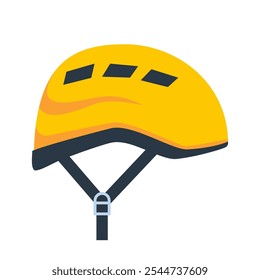 Capacete de escalada de design plano. Alpinismo proteção headwear com fixação. Ilustração vetorial