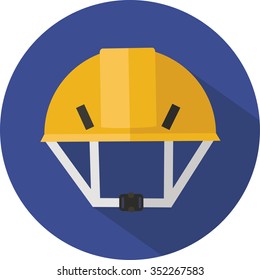 Climbing helmet flat icon with long shadow,vector illustration