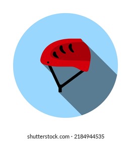 Climbing Helmet Icon. Flat Circle Stencil Design With Long Shadow. Vector Illustration.