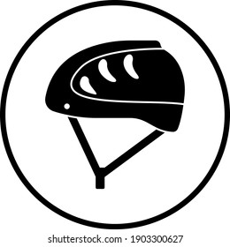 Climbing Helmet Icon. Thin Circle Stencil Design. Vector Illustration.
