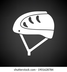 Climbing Helmet Icon. White on Black Background. Vector Illustration.