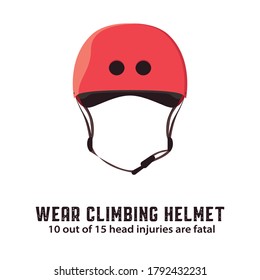 Climbing helmet. Mountaineering safety equipment. Vector illustration.