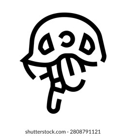 Climbing helmet symbol representing safety gear and protection for outdoor adventure sports and activities like mountain climbing, mountaineering, and spelunking