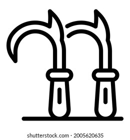 Icono de ganchos de escalada. Icono de vector de ganchos de escalada de contorno para diseño web aislado en fondo blanco