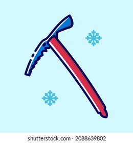 Climbing ice axe colored icon. Collection of winter icons on the theme of sports and outdoor recreation. Vector stylish outline illustrations on light blue background.
