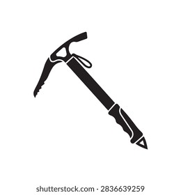 Silueta de piolet de escalada aislada sobre fondo blanco. Ilustración vectorial de icono de piolet.